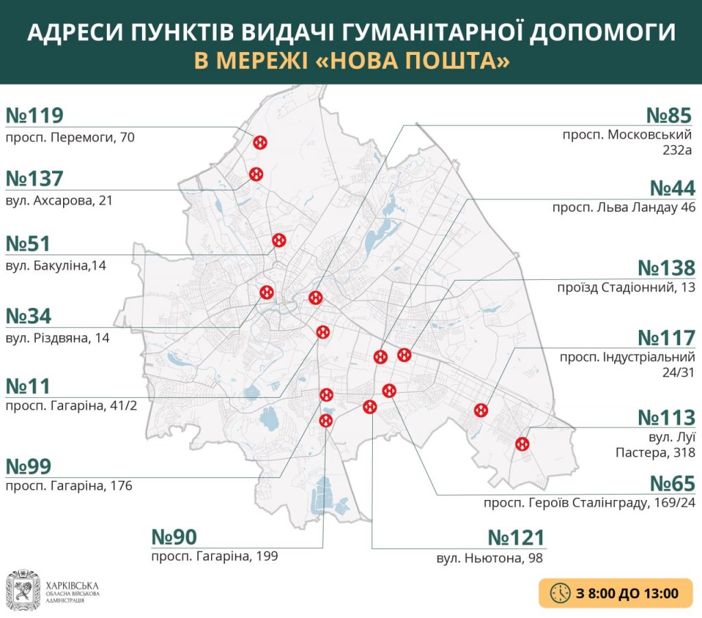 
                Где в Харькове сегодня можно получить гуманитарную помощь: список адресов            